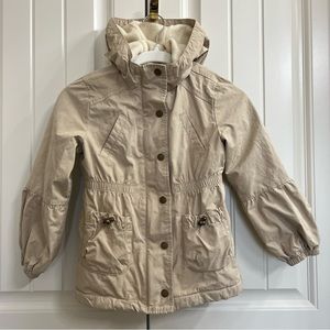 GapKids Girls Fleece Lined Canvas Jacket in Tan, Size S (6/7)
